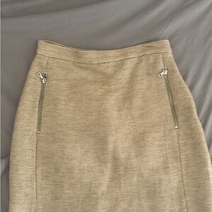 Sandro - Elegant Tan Skirt with Zipper Accents